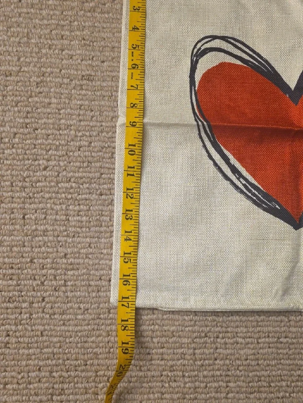Canvas Heart Pillow Covers - Red Heart on Cream (Set of 2)